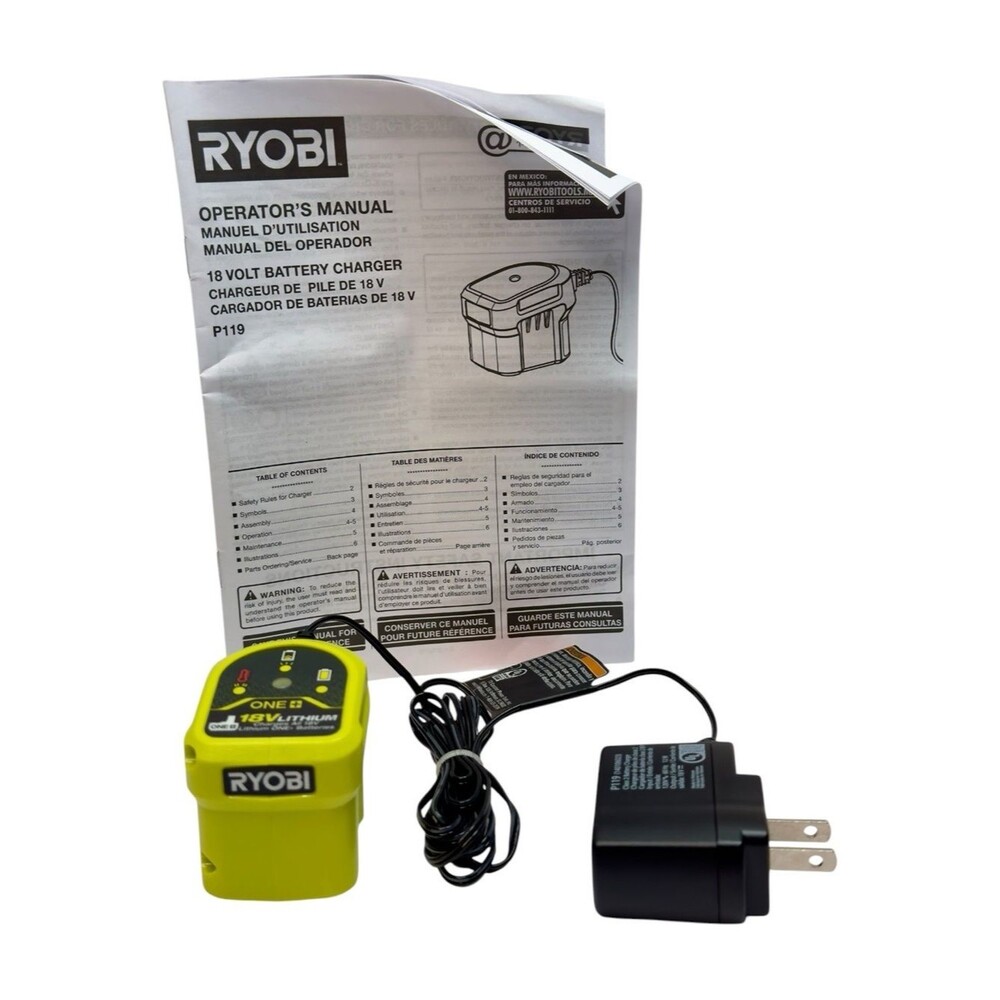 Ryobi P119 Genuine OEM 18 Volt Lithium-Ion Battery Charger